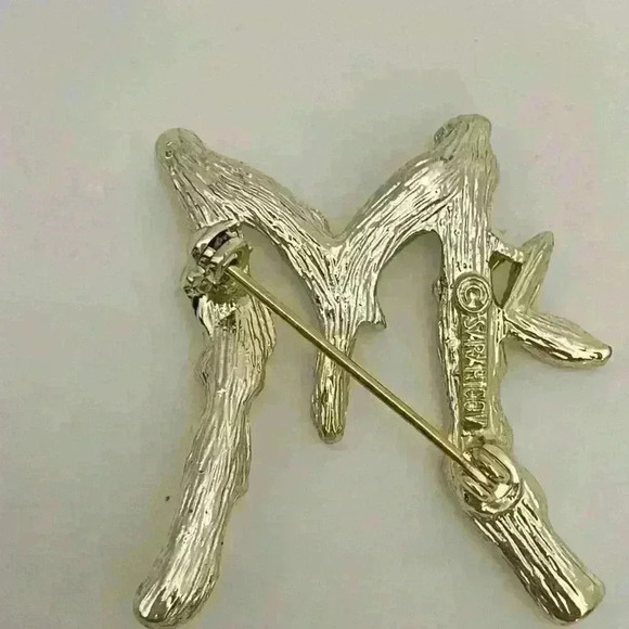 Vintage SARAH COVENTRY Letter M Initial Monogram Gold Tone BAMBOO Pin Brooch - Picture 6 of 7